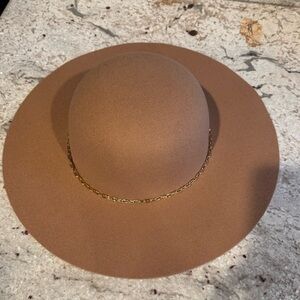 Lane Bryant Tan Hat with Gold Chain Accent
